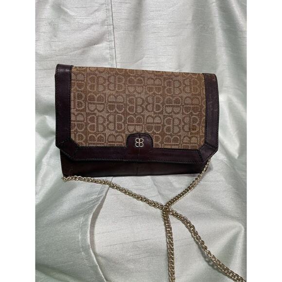 Vintage Balenciaga Hand Bag Brown Leather with Canvas‎ Purse - Picture 1 of 16